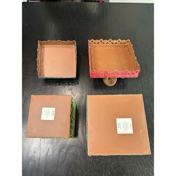 Hobby Lobby- Shabby Chic- Colorful Nesting Box Set with Lids- Rustic Flower Lid - Picture 4 of 6